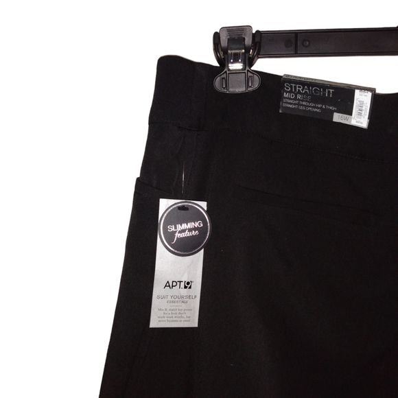 NWT Apt 9 Modern Fit Mid Rise Slimming Straight Black Tie Dress Pants Size 16W - Picture 5 of 10